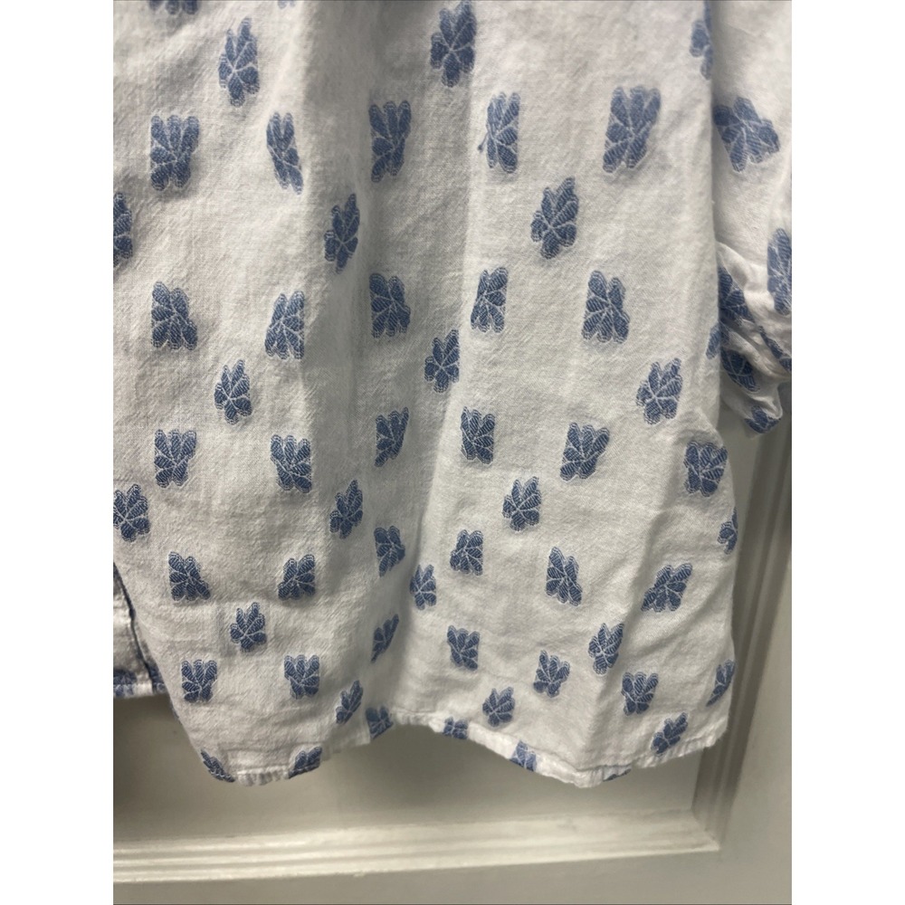Sonoma Goods For Life Blouse Top Women's XL Blue Floral Rayon 3/4 Sleeve Peasant - Picture 8 of 13
